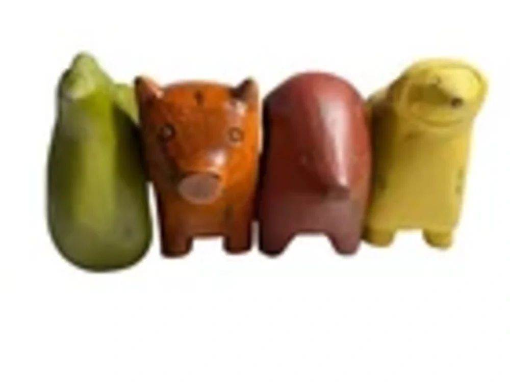 Pier 1 Imports Farm Animals Country Kitchen Wood Napkin Ring Holder Set of 4 NEW